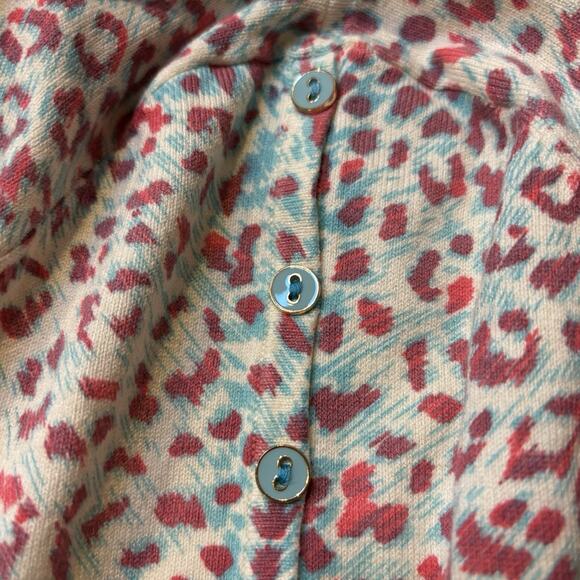 J McLaughlin Animal Print Lightweight Sweater Large Red & Blue Catalina Cloth - Picture 3 of 8
